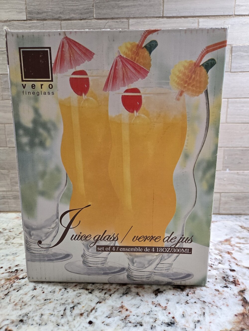 Four 18oz Cocktail Drink Juice Glasses